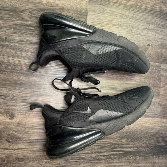 🔥Nike Air Max 270 Triple Black Breathable Mesh Men Athletic Sneakers Size 10.5 - Picture 8 of 12